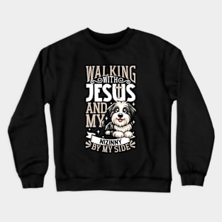 Jesus and dog - Polish Lowland Sheepdog Crewneck Sweatshirt